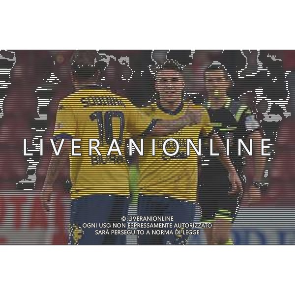 Campionato Italiano di Calcio Serie C - Lega Pro 2019/2020 Trieste, Italia 08/12/2019 Triestina Vs Modena Nella foto: Tiziano Tulissi esulta con Felipe Sodinha dopo aver segnato il gol del Modena per l FOTO FRANCO DE BERNARDI-ALESSIO MARINI-AG ALDO LIVERANI SAS
