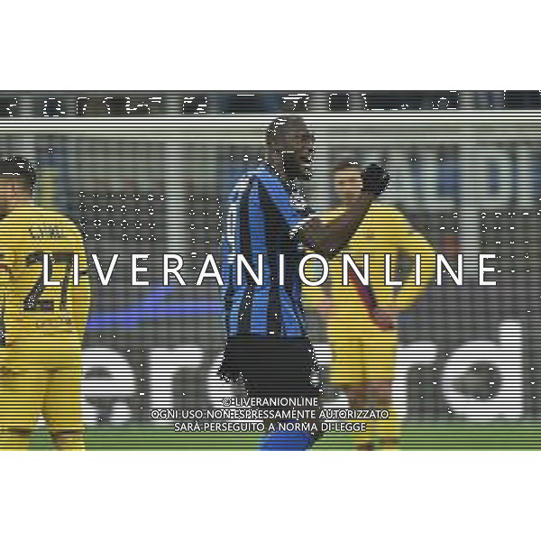 esultanza dopo il gol di romelu Lukaku del 1 a 1 Inter Inter vs Barcellona UEFA Champions League fase a gironi 6° giornata gruppo F Milano 10–12-2019 Stadio Giuseppe Meazza - San Siro foto Roberto Garavaglia - ag. Aldo Liverani sas