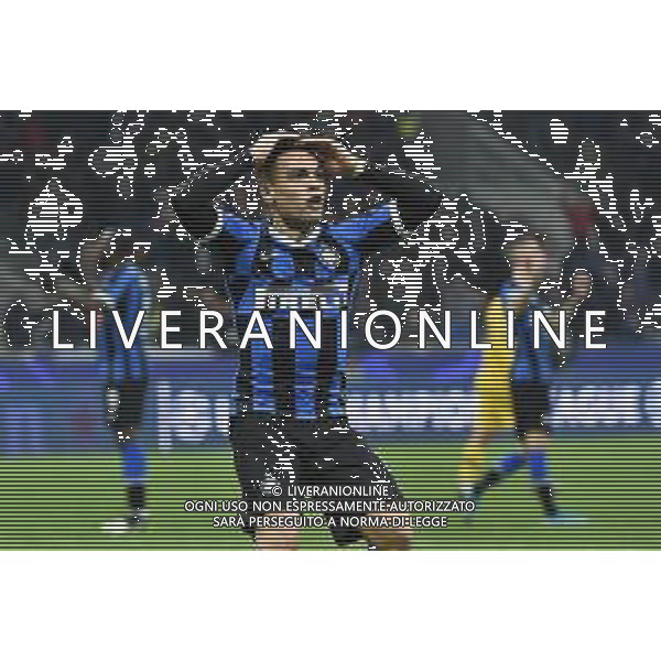 delusione di lautaro Martinez dopo il gol del 2 a 1 Inter ma il gol e’ annullato per fuorigioco Inter vs Barcellona UEFA Champions League fase a gironi 6° giornata gruppo F Milano 10–12-2019 Stadio Giuseppe Meazza - San Siro foto Roberto Garavaglia - ag. Aldo Liverani sas