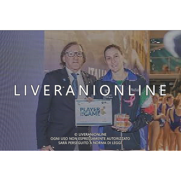 Nazionale Italiana di Pallanuoto Roma, Italia 11/12/2019 WaterPolo World League Women - Italia vs Russia Nella foto: Premiazione miglior Giocatore G. Gorlero (Italia) FOTO SIMONE SCARANO-ALESSIO MARINI -AG ALDO LIVERANI SAS