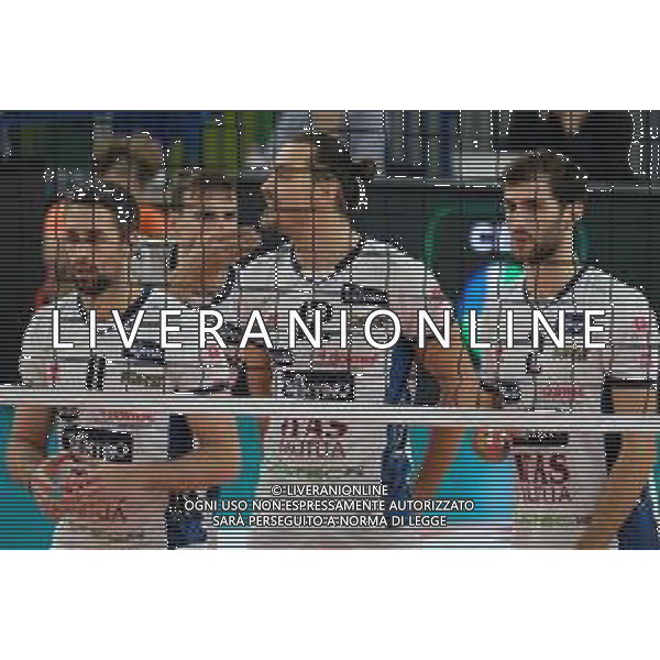 Volley Champions League Men 2019/2020 Trento, Italia 12/12/2019 Trentino Itas vs Fenerbahce HDI Sigorta Istambul Nella foto: Davide Candellaro (11) ITAS Trentino - Mitar Djuric (12) ITAS Trentino -Aaron Russell (2) ITAS Trentino FOTO ROBERTO TOMMASINI-ALESSIO MARINI-AG ALDO LIVERANI SAS