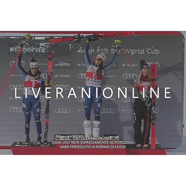 Sci Alpino St. Moritz (CH), Italia 14/12/2019 Coppa del Mondo - Super G Femminile Nella foto: Podio BRIGNONE Federica GOGGIA Sofia SHIFFRIN Mikaela FOTO SERGIO BISI-ALESSIO MARINI-AG ALDO LIVERANI SAS