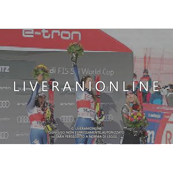 Sci Alpino St. Moritz (CH), Italia 14/12/2019 Coppa del Mondo - Super G Femminile Nella foto: Podio BRIGNONE Federica GOGGIA Sofia SHIFFRIN Mikaela FOTO SERGIO BISI-ALESSIO MARINI-AG ALDO LIVERANI SAS