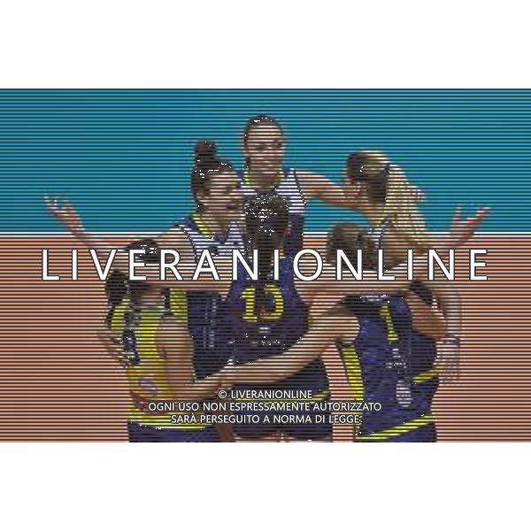 Volley Champions League Women 2019/2020 Siena, Italia 18/12/2019 Savino Del Bene Scandicci vs Nova KBM Branik Maribor Nella foto: Esultanza Savino Del Bene Scandicci FOTO LISA GASTONI-ALESSIO MARINI-AG ALDO LIVERANI SAS