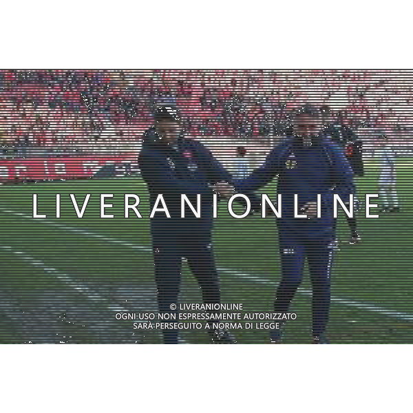 Campionato di Calcio Serie B 2019/2020 Perugia, Italia 21/12/2019 Perugia-Virtus Entella Nella foto: marcello donatelli (2¬∞ allenatore perugia calcio) rocco boscaglia (allenatore virtu entella ©LM/Loris Cerquiglini-Alessio Marini/AGENZIA ALDO LIVERANI SAS