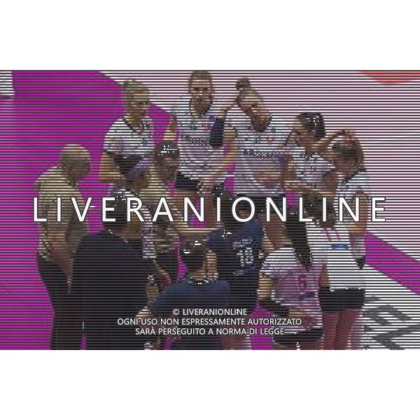 Campionato di Volley Serie A1 Femminile 2019/2020 Busto Arsizio, Italia 22/12/2019 Unet E-Work Busto Arsizio vs Lardini Filottrano Nella foto: time-out (Lardini Filottrano) FOTO ELISA CALABRESE-ALESSIO MARINI-AG ALDO LIVERANI SAS