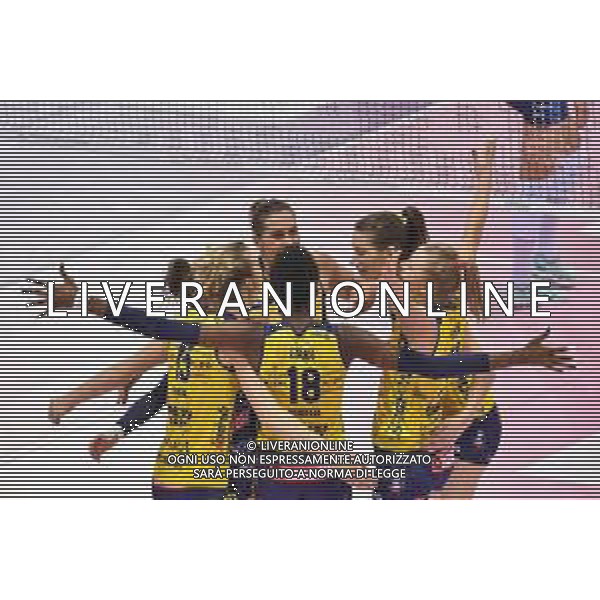 Campionato di Volley Serie A1 Femminile 2019/2020 Firenze, Italia 22/12/2019 Il Bisonte Firenze vs Imoco Volley Conegliano Nella foto: Esultanza Imoco Volley Conegliano FOTO LISA GUGLIELMI-ALESSIO MARINI-AG ALDO LIVERANI SAS