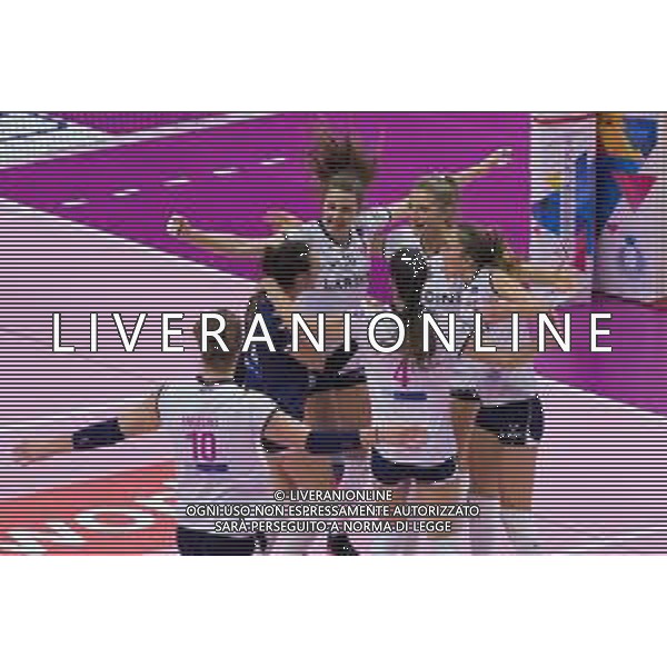 Campionato di Volley Serie A1 Femminile 2019/2020 Busto Arsizio, Italia 22/12/2019 Unet E-Work Busto Arsizio vs Lardini Filottrano Nella foto: esultanza (Lardini Filottrano) FOTO ELISA CALABRESE-ALESSIO MARINI-AG ALDO LIVERANI SAS
