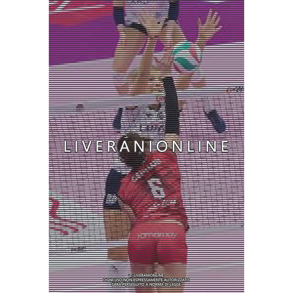 Campionato di Volley Serie A1 Femminile 2019/2020 Busto Arsizio, Italia 22/12/2019 Unet E-Work Busto Arsizio vs Lardini Filottrano Nella foto: muro di Anna Nicoletti (Lardini Filottrano) FOTO ELISA CALABRESE-ALESSIO MARINI-AG ALDO LIVERANI SAS
