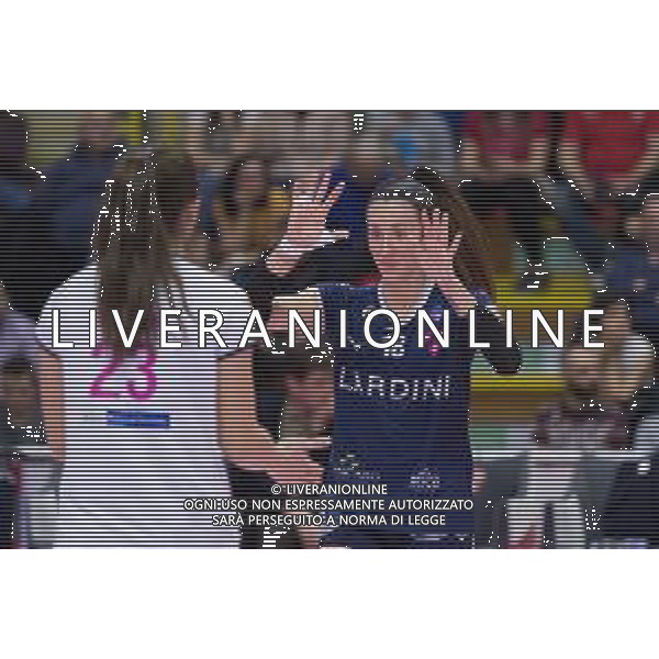 Campionato di Volley Serie A1 Femminile 2019/2020 Busto Arsizio, Italia 22/12/2019 Unet E-Work Busto Arsizio vs Lardini Filottrano Nella foto: esultanza di Veronica Bisconti (Lardini Filottrano) FOTO ELISA CALABRESE-ALESSIO MARINI-AG ALDO LIVERANI SAS