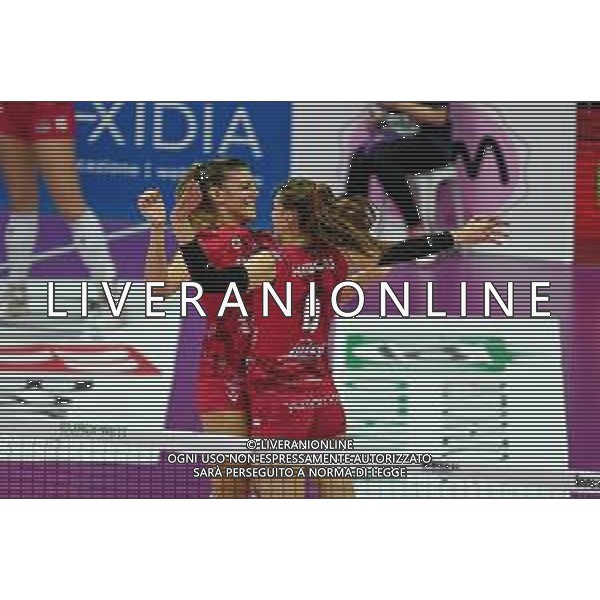 Campionato di Volley Serie A1 Femminile 2019/2020 Treviso, Italia 26/12/2019 Imoco Volley Conegliano vs Unet E-Work Busto Arsizio Nella foto: Alessia Orro e Britt Herbots (Busto Arsizio) FOTO ETTORE GRIFFONI-ALESSIO MARINI-AG ALDO LIVERANI SAS