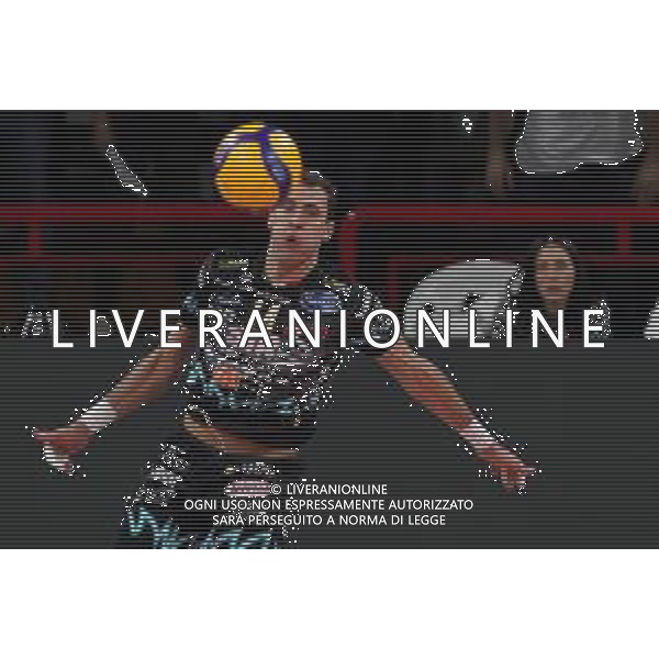 Campionato di Volley Superlega Serie A 2019/2020 Perugia, Italia 26/12/2019 Sir Safety Conad Perugia vs Top Volley Latina Nella foto: aleksandar atanasijevic (n.14 opposto sir safety conad perugia) alla battuta FOTO LORIS CERQUIGLINI-ALESSIO MARINI-AG ALDO LIVERANI SAS