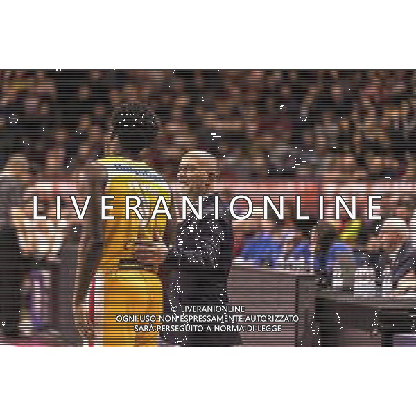 Campionato di Basket Serie A 2019/2020 Venezia, Italia 29/12/2019 Umana Reyer Venezia vs Carpegna Prosciutto Pesaro Nella foto: L\'allenatore del Carpegna Prosciutto Basket Pesaro Giancarlo Sacco con Jaylen Barford del Carpegna Prosciutto Basket Pesaro FOTO MATTIA RADONI-ALESSIO MARINI-AG ALDO LIVERANI SAS