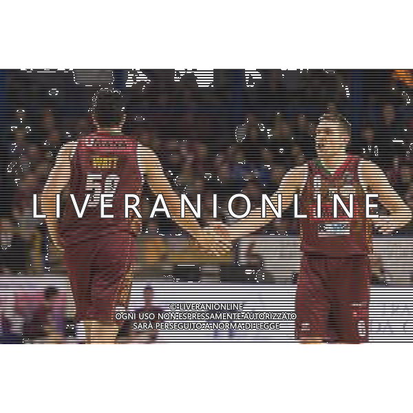 Campionato di Basket Serie A 2019/2020 Venezia, Italia 29/12/2019 Umana Reyer Venezia vs Carpegna Prosciutto Pesaro Nella foto: Il 5 tra Mitchell Watt dell\'Umana Reyer Venezia e Michael Bramos dell\'Umana Reyer Venezia FOTO MATTIA RADONI-ALESSIO MARINI-AG ALDO LIVERANI SAS
