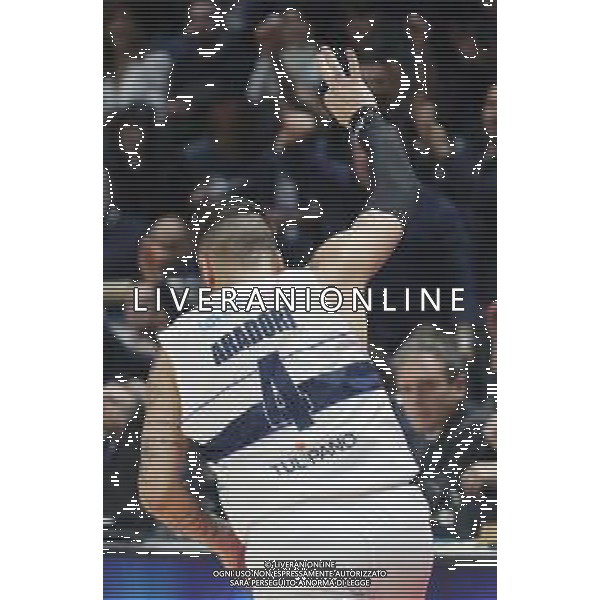 Campionato di Basket Serie A 2019/2020 Bologna, Italia 05/01/2020 Fortitudo Bologna vs Grissin Bon Reggio Emilia Nella foto: L\'esultanza di Pietro Aradori (Fortitudo Pompea Bologna) FOTO MICHELE NUCCI-ALESSIO MARINI-AG ALDO LIVERANI SAS