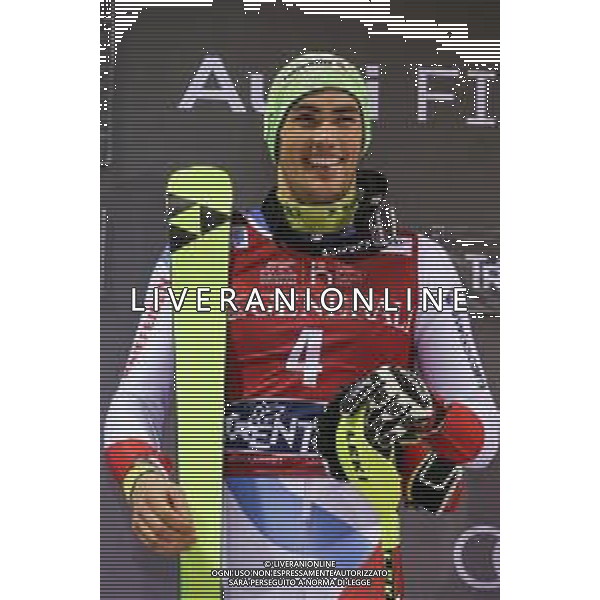 Sci Alpino Madonna di Campiglio, Italia 08/01/2020 Coppa del Mondo - 3Tre - Night Slalom Maschile Nella foto: YULE Daniel SUI sul podio ©LM/Luca Tedeschi/ AGENZIA ALDO LIVERANI SAS