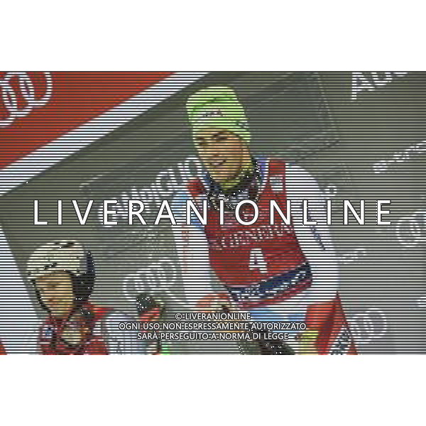 Sci Alpino Madonna di Campiglio, Italia 08/01/2020 Coppa del Mondo - 3Tre - Night Slalom Maschile Nella foto: La festa sul podio per YULE Daniel SUI ©LM/Luca Tedeschi/ AGENZIA ALDO LIVERANI SAS