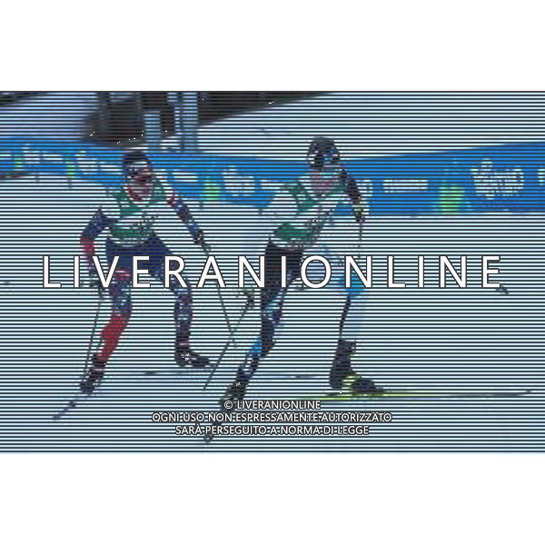 Sci Nordico Val di Fiemme, Italia 10/01/2020 FIS Coppa del Mondo - Combinata Nordica Nella foto: ILVES Kristjan EST inseguito dal ceco PAZOUT Ondrej ALESSIO MARINI-AG ALDO LIVERANI SAS