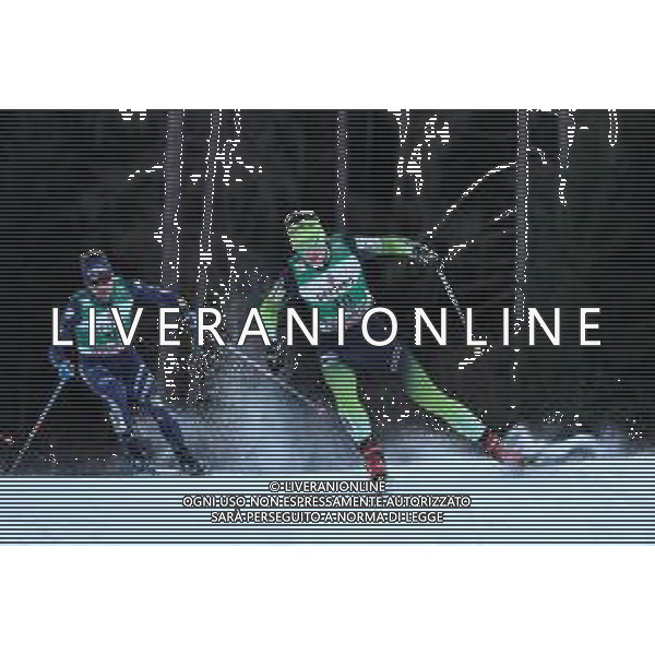 Sci Nordico Val di Fiemme, Italia 10/01/2020 FIS Coppa del Mondo - Combinata Nordica Nella foto: JELEN Ozbej SLO inseguito dall\'italiano PITTIN Alessandro ITA ALESSIO MARINI-AG ALDO LIVERANI SAS