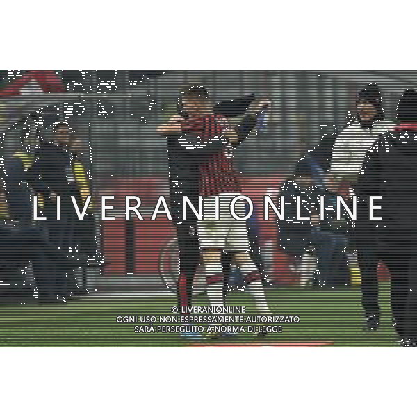 esultanza dopo il gol di Krzysztof Piatek del 1 a 0 che corre in panchina ad abbracciare Lucas Paqueta\' Milan vs Spal Coppa Italia - ottavi di finale Milano 15-01-2020 Stadio Giuseppe Meazza - San Siro foto Roberto Garavaglia - ag. Aldo Liverani sas/ AGENZIA ALDO LIVERANI SAS