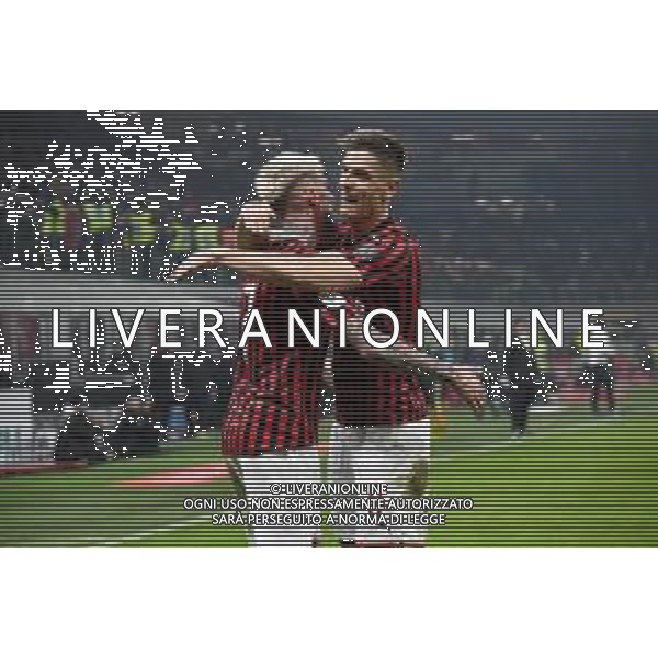 Esultanza di Samu Castillejo dopo il gol del 2 a 0 Milan con Piatek Milan vs Spal Coppa Italia - ottavi di finale Milano 15-01-2020 Stadio Giuseppe Meazza - San Siro foto Roberto Garavaglia - ag. Aldo Liverani sas/ AGENZIA ALDO LIVERANI SAS