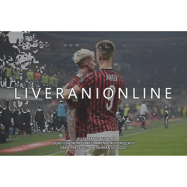 Esultanza di Samu Castillejo dopo il gol del 2 a 0 Milan con Piatek Milan vs Spal Coppa Italia - ottavi di finale Milano 15-01-2020 Stadio Giuseppe Meazza - San Siro foto Roberto Garavaglia - ag. Aldo Liverani sas/ AGENZIA ALDO LIVERANI SAS