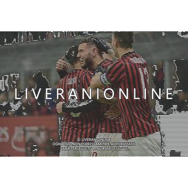 esultanza di Theo Hernandez dopo il gol del 3 a 0 Milan Milan vs Spal Coppa Italia - ottavi di finale Milano 15-01-2020 Stadio Giuseppe Meazza - San Siro foto Roberto Garavaglia - ag. Aldo Liverani sas/ AGENZIA ALDO LIVERANI SAS