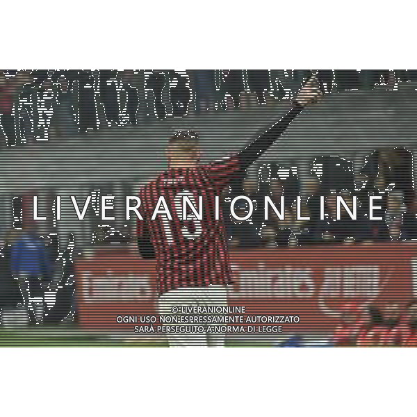 esultanza di Theo Hernandez dopo il gol del 3 a 0 Milan Milan vs Spal Coppa Italia - ottavi di finale Milano 15-01-2020 Stadio Giuseppe Meazza - San Siro foto Roberto Garavaglia - ag. Aldo Liverani sas/ AGENZIA ALDO LIVERANI SAS