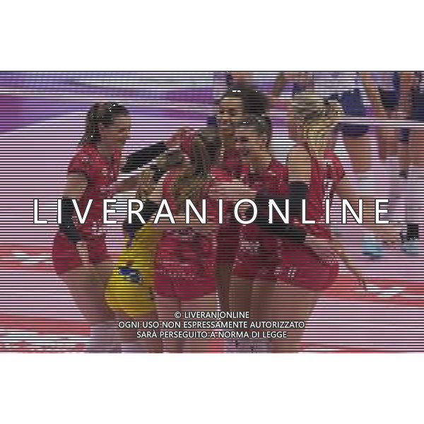 Campionato di Volley Serie A1 Femminile 2019/2020 Busto Arsizio, Italia 15/01/2020 Unet E-Work Busto Arsizio vs Il Bisonte Firenze Nella foto: esultanza ©LM/Elisa Calabrese / AGENZIA ALDO LIVERANI SAS