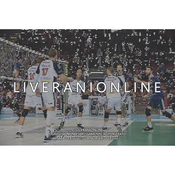 Campionato di Volley Superlega Serie A 2019/2020 Civitanova, Italia 16/01/2020 Cucine Lube Civitanova - Allianz Milano Nella foto: Esultanza giocatori Allianz Milano ©LM/Roberto Bartomeoli / AGENZIA ALDO LIVERANI SAS