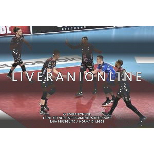 Campionato di Volley Superlega Serie A 2019/2020 Civitanova, Italia 16/01/2020 Cucine Lube Civitanova - Allianz Milano Nella foto: Esultanza Cucine Lube Civitanova ©LM/Roberto Bartomeoli / AGENZIA ALDO LIVERANI SAS