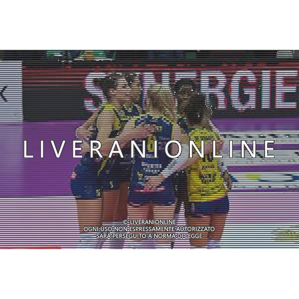 Campionato di Volley Serie A1 Femminile 2019/2020 Treviso, Italia 19/01/2020 Imoco Volley Conegliano vs Lardini Filottrano Nella foto: Esultanza Imoco Volley Conegliano FOTO FLAVIO PAVANELLO-ALESSIO MARINI-AG ALDO LIVERANI SAS