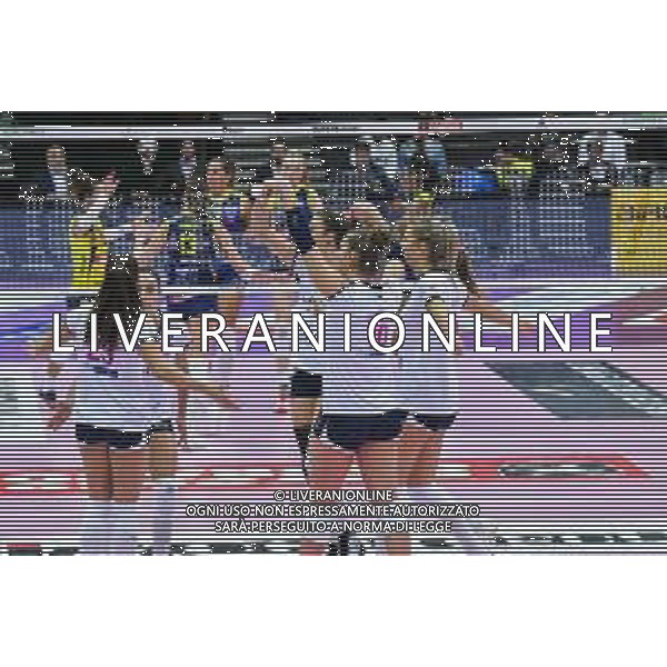 Campionato di Volley Serie A1 Femminile 2019/2020 Treviso, Italia 19/01/2020 Imoco Volley Conegliano vs Lardini Filottrano Nella foto: Esultanza Lardini Filottrano FOTO FLAVIO PAVANELLO-ALESSIO MARINI-AG ALDO LIVERANI SAS