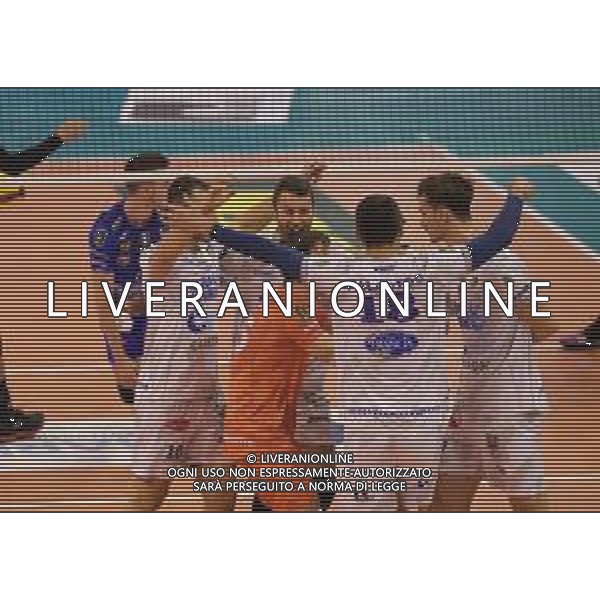Campionato di Volley Superlega Serie A 2019/2020 Cisterna di Latina, Italia 19/01/2020 Top Volley Cisterna - Cucine Lube Civitanova Nella foto: esultanza Top Volley Cisterna FOTO LUIGI MARINI-ALESSIO MARINI-AG ALDO LIVERANI SAS
