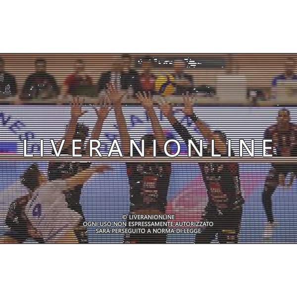 Campionato di Volley Superlega Serie A 2019/2020 Cisterna di Latina, Italia 19/01/2020 Top Volley Cisterna - Cucine Lube Civitanova Nella foto: muro Cucine Lube Civitanova FOTO LUIGI MARINI-ALESSIO MARINI-AG ALDO LIVERANI SAS