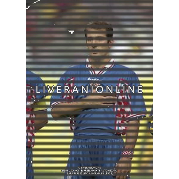 RETROSPETTIVA STIMAC IGOR CALCIATORE NELLA FOTO STIMAC IGOR CON LA MAGLIA DELLA NAZIONALE DELLA CROAZIA AI MONDIALI DI CALCIO FRANCIA 1998 AG ALDO LIVERANI SAS 