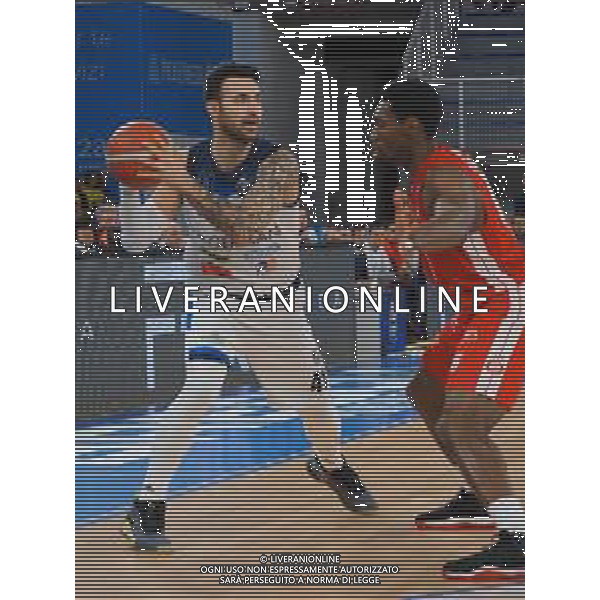 Campionato di Basket Serie A 2019/2020 Brescia, Italia 19/01/2020 Germani Basket Brescia vs AX Armani Exchange Olimpia Milano Nella foto: Brian Sacchetti della Leonessa Germani Brescia ostacolato da Paul Biligha della AX Armani Exchange Olimpia Milano FOTO SAVINO PAOLELLA-ALESSIO MARINI-AG ALDO LIVERANI SAS