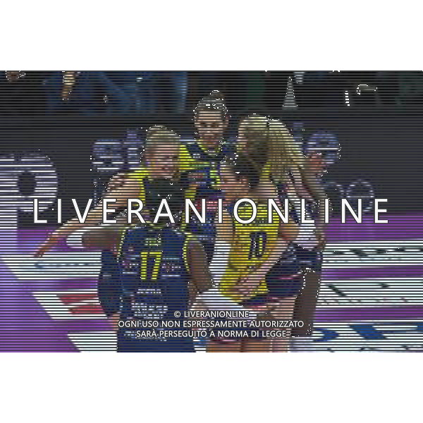 Campionato di Volley Serie A1 Femminile 2019/2020 Treviso, Italia 19/01/2020 Imoco Volley Conegliano vs Lardini Filottrano Nella foto: Esultanza Imoco Volley Conegliano FOTO FLAVIO PAVANELLO-ALESSIO MARINI-AG ALDO LIVERANI SAS