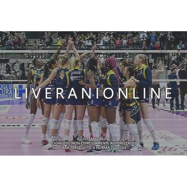 Campionato di Volley Serie A1 Femminile 2019/2020 Treviso, Italia 19/01/2020 Imoco Volley Conegliano vs Lardini Filottrano Nella foto: Esultanza finale di Imoco Volley Conegliano FOTO FLAVIO PAVANELLO-ALESSIO MARINI-AG ALDO LIVERANI SAS