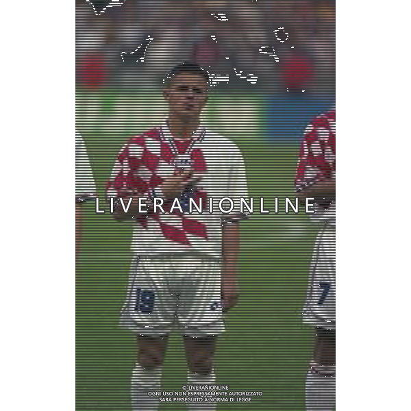 RETROSPETTIVA VLAOVIC GORAN CALCIATORE NELLA FOTO VLAOVIC GORAN CON LA MAGLIA DELLA NAZIONALE DELLA CROAZIA AI MONDIALI DI CALCIO FRANCIA 1998 AG ALDO LIVERANI SAS 