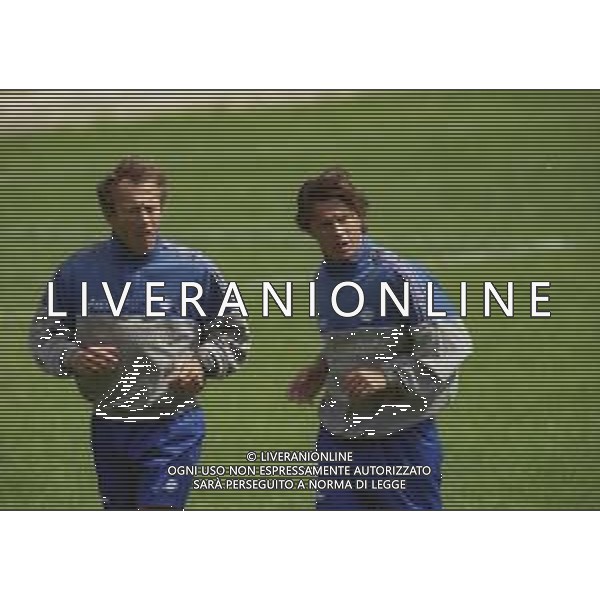 1998-1999 ALLENAMENTO SAMPDORIA NELLA FOTO MORENO MANNINI E FRANCESCO PALMIERI AG ALDO LIVERANI SAS