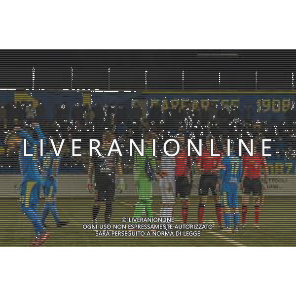 Campionato di Calcio Serie C - Lega Pro 2019/2020 Carrara, Italia 22/01/2020 Carrarese vs Pontedera Nella foto: Le squadre a centrocampo FOTO FABIO FAGIOLINI-ALESSIO MARINI-AG ALDO LIVERANI SAS