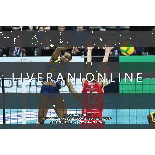 Volley Champions League Women 2019/2020 Treviso, Italia 22/01/2020 Imoco Volley Conegliano vs C.S.M. Volei Alba Blaj Nella foto: Attacco di Chiaka Ogbogu FOTO FLAVIO PAVANELLO-ALESSIO MARINI-AG ALDO LIVERANI SAS