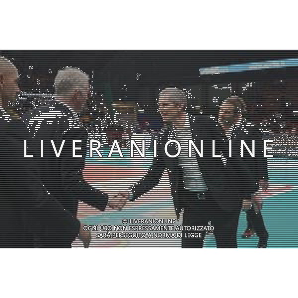 Coppa Italia di Volley 2019/2020 Perugia, Italia 22/01/2020 Quarti di finale - Sir Safety Conad Perugia vs Kioene Padova Nella foto: baldovin valerio (allenatore kioene padova) si saluta con heynen vital (allenatore sir safety conad perugia) FOTO LORIS CERQUIGLINI-ALESSIO MARINI-AG ALDO LIVERANI SAS