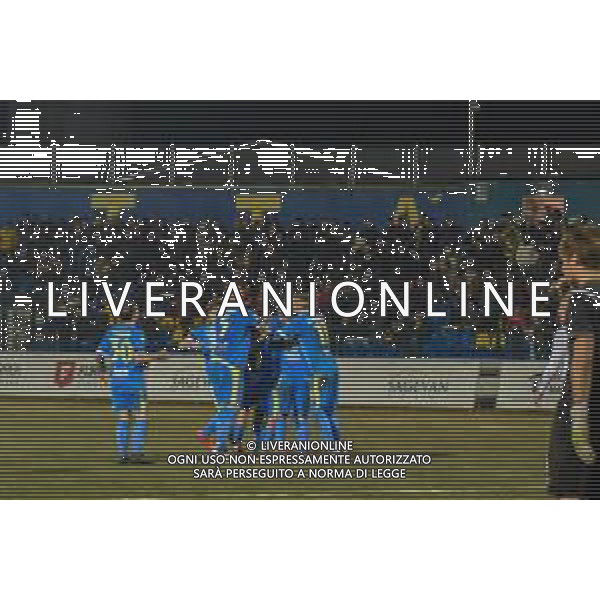 Campionato di Calcio Serie C - Lega Pro 2019/2020 Carrara, Italia 22/01/2020 Carrarese vs Pontedera Nella foto: i calciatori della Carrarese festeggiano il 2 a 1 FOOT FABIO FAGIOLINI-ALESSIO MARINI-AG ALDO LIVERANI SAS