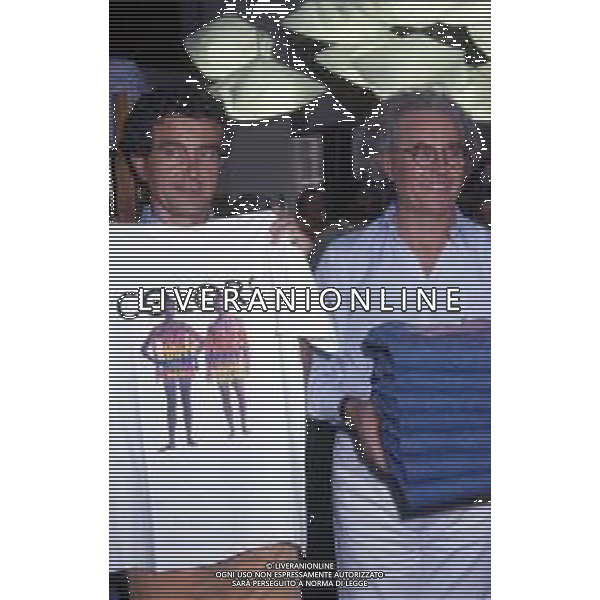 RETROSPETTIVA LUCIANO BENETTON INDUSTRIALE POLITICO FONDATORE DEL GRUPPO BENETTON NELLA FOTO LUCIANO BENETTON CON IL FRATELLO CARLO BENETTON AG ALDO LIVERANI SAS