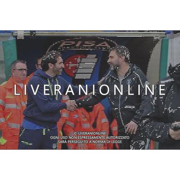 Campionato di Calcio Serie B 2019/2020 Pisa, Italia 25/01/2020 Pisa vs Juve Stabia Nella foto: L\'allenatore della Juve Stabia Fabio Caserta e l\'allenatore del Pisa Luca D\'Angelo si salutano prima della partita ©Gabriele Masotti-Alessio Marini/ AGENZIA ALDO LIVERANI SAS
