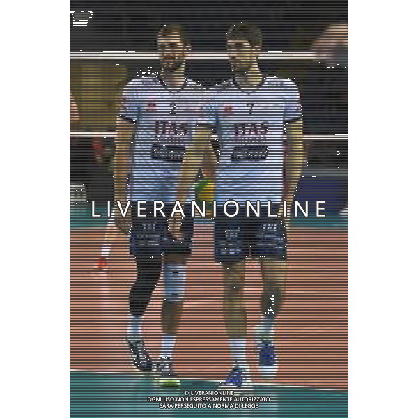 Volley Champions League Men 2019/2020 Civitanova Marche, Italia 26/01/2020 Cucine Lube Civitanova vs Itas Trentino Nella foto: Russell Aaron (Itas Trentino) Vettori Luca (Itas Trentino) ©Roberto Bartomeoli- Alessio Marini / AGENZIA ALDO LIVERANI SAS