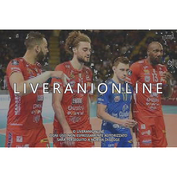 Volley Champions League Men 2019/2020 Civitanova Marche, Italia 26/01/2020 Cucine Lube Civitanova vs Itas Trentino Nella foto: Simon Robertlandy (Cucine Lube Civitanova) Balaso Fabio (Cucine Lube Civitanova) Rychlicki Kamil (Cucine Lube Civitanova) Juantorena Osmany (Cucine Lube Civitanova) foto roberto batomeoli-alessio marini-ag aldo liverani sas