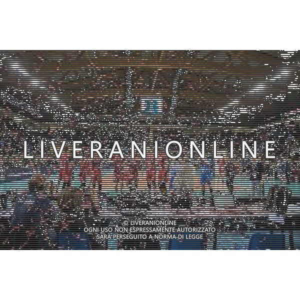 Volley Champions League Men 2019/2020 Civitanova Marche, Italia 26/01/2020 Cucine Lube Civitanova vs Itas Trentino Nella foto: La festa dei tifosi Cucine Lube Civitanova a fine partita foto roberto batomeoli-alessio marini-ag aldo liverani sas